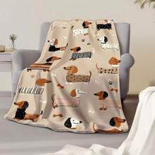 Super Soft Cute Dachshund Prints Flannel Printed 3D Blanket, As Birthday Gifts, Family, Wedding, Souvenir Blankets, Polyester Blankets Suitable For All Seasons, Washable, Machine Washable, Lightweight, Breathable, Comfortable, Warm, Unique, 280gsm For Him, Her Personalized Ideal Gifts For Her, Him, Family, Boyfriend, Girlfriend, Father, Family, Mother, Lover, Daughter, Son, Grandfather, Grandmother, Friend, Classmate, Pet.   Perfect Nap, Camping, Travel, Home, Daily Life, Office Decoration, Birthday, Anniversary, Valentine's Day, Thanksgiving, Christmas, Halloween, Mother's Day, Father's Day, Wedding, New Year Gifts ,Sofa,Bed,Car,Bedroom,Living Room,Office,  Outdoor Camping, Beach,Wall Decoration - 多色16 - 查看 3