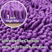 Flotstiga 3 Piezas Juego de tapetes de baño, Alfombra Antideslizante para Baño, Almohadilla de baño de Chenilla súper Suave y Absorbente de Agua(Púrpura) - Champán - Ver 3