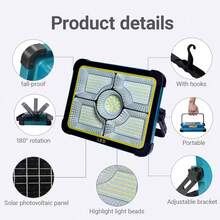 1/2 件太阳能户外路灯，274 LED，户外露营灯，便携式 LED 手灯，4 * 1200mAh 锂电池太阳能灯，坚固耐用的结构，适用于户外露营、徒步旅行、紧急维修等