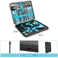 Kit de Manicura y Pedicura 36 en 1 de Acero Inoxidable - Profesional para Limpieza de Piel, Ideal para Viajar, para Hombres y Mujeres - Azul - Azul - Ver 10