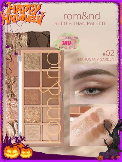 Rom&nd Romand Better Than Palette 02 MAHOGANY GARDEN, Eye Shadow Palette, Daily Natural Shades, Blendable, Rich Colors, Velvety Texture, Matte & Shimmer, High Pigmented, Long Lasting, Korean Makeup, K-Beauty, 7.5g/0.26oz