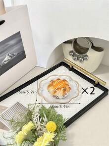 1/2/4/6pcs Food Trays, For Holding Desserts, Cakes - Transparent Lace Plate 15cm - View 15