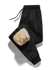 2 件男士运动连帽运动服，保暖内衬连帽衫 + 休闲厚运动裤，百搭保暖服装，适合日常穿着 - 彩色 - 查看 4