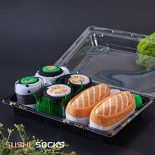 3 Pairs Sushi Design Mid-Calf Socks, Unisex Couple Combo Pack, Suitable For Easter/Birthday/Thanksgiving/Halloween/Christmas/Carnival/Valentine's Day/Family Gathering/Party, Novelty Gift Packaging, Colorful & Unique Lover's Gift - Multicolor - View 16