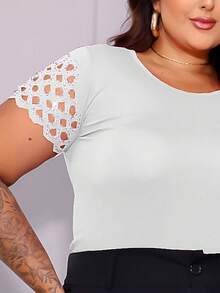 Blusa Feminina Plus Size Manga Curta Brilho Festa Brilhosa