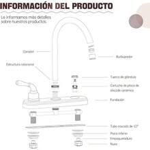 Mezcladora para Fregadero, Llave de Fregadero de Cocina Flexible, Grifo de Cocina con Dos Asas, Grifo de Cuerpo Principal de Latn, Acabado Cromo Espejo - inicial - Ver 10