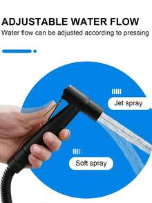 3件套不锈钢手持式冲洗喷头，多功能马桶淋浴喷头，高压浴室清洁喷头，拉丝表面，适用于马桶、浴室水龙头、房车、厨房和浴室配件，个人卫生、宠物洗澡和衣物清洁，浴室清洁必备品，理想的浴室配件和浴室工具礼品之选 - 黑色 - 查看 5