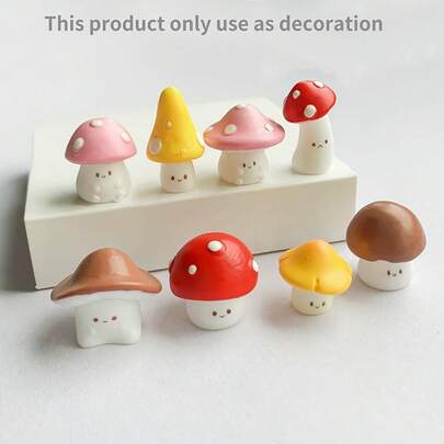 6 pièces Paysage miniature extérieur en pot de mousse, décoration de champignons luminescents, artisanat DIY pour les passionnés, œuvre en résine, Noël, Thanksgiving, cadeaux de fête, figurines de mini-champignons, décoration d'intérieur de maison et de voiture