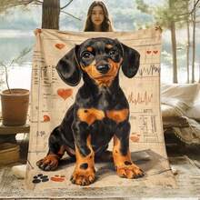 Super Soft Cute Dachshund Prints Flannel Printed 3D Blanket, As Birthday Gifts, Family, Wedding, Souvenir Blankets, Polyester Blankets Suitable For All Seasons, Washable, Machine Washable, Lightweight, Breathable, Comfortable, Warm, Unique, 280gsm For Him, Her Personalized Ideal Gifts For Her, Him, Family, Boyfriend, Girlfriend, Father, Family, Mother, Lover, Daughter, Son, Grandfather, Grandmother, Friend, Classmate, Pet.   Perfect Nap, Camping, Travel, Home, Daily Life, Office Decoration, Birthday, Anniversary, Valentine's Day, Thanksgiving, Christmas, Halloween, Mother's Day, Father's Day, Wedding, New Year Gifts ,Sofa,Bed,Car,Bedroom,Living Room,Office,  Outdoor Camping, Beach,Wall Decoration - Nhiều màu 30 - Xem 5