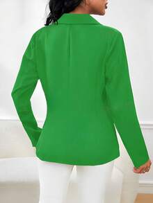 Women's Tailored Blazer Elegant Formal Jacket With Button - Lime Green - View 2