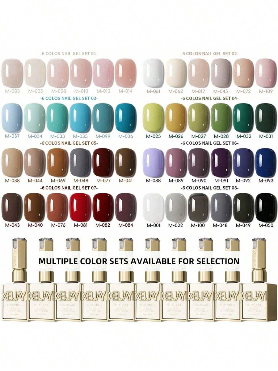 XEIJAYI 15ML 6-Color Nail Gel Polish  - Vibrant Long-Lasting Gel Colors For Women's Salon & DIY Manicure, Professional LED Cure With Chip-Resistant & Glossy Finish, Perfect Gift For Nail Art Lovers - 彩色 - 查看 1