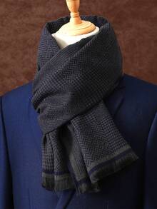 1pc Men's Business Scarf, Luxury Scarf 180*30CM, Unisex, Fashion Classic Printed Tassel Shawl Plaid Scarf - Multicolor - View 5