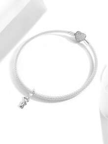 1pc Fashion Beaded Pendant, Suitable For Women's Bracelet, Bangle DIY Jewelry Making And Daily Accessory Decoration, Suitable For Girls - Silver - View 10