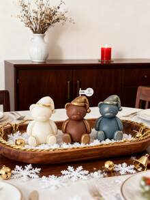 1-Piece Set Of Silicone Candle Molds For Christmas Teddy Bears! DIY Cartoon Teddy Bear Aromatherapy Candle/Scented Stone Souvenir, Easy To Demold And Reusable, A Cute And Fun Christmas Homemade Gift Artifact! - White - View 1