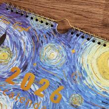 Calendario da parete 2026, design vintage con dipinti di Van Gogh, stampa in oro, formato A4, pianificatore giornaliero perfetto per casa, scuola, ufficio, ottimi accessori organizzativi per individui e professionisti impegnati (12 mesi) - Tagli Unica - Visualizzare 7