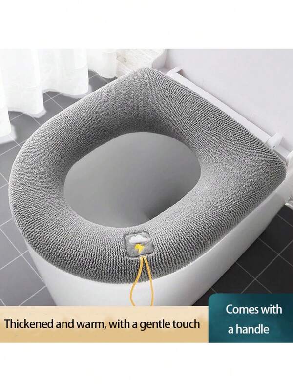1 pieza Funda de asiento de inodoro universal cómoda y lavable - Cálida y suave, almohadilla de spandex gruesa para comodidad en invierno - Adecuada para la mayoría de inodoros - Gris, adecuada para almohadillas de asiento de inodoro gruesas y cálidas en otoño e invierno
