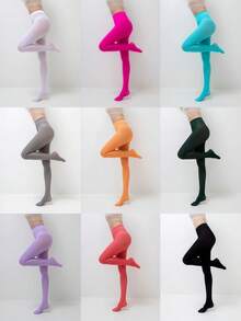 1 Pair Plus Size Women's Solid Color Tights/Pantyhose, Suitable For Christmas, Masquerade Party, Halloween, Stage Performance, Cosplay, Variety Of Color Options, Fits Well With Different Outfits