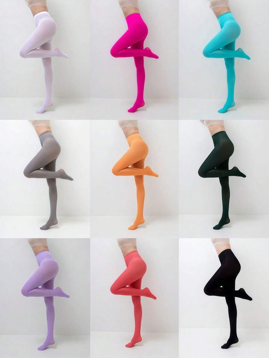 1 Pair Plus Size Women's Solid Color Tights/Pantyhose, Suitable For Christmas, Masquerade Party, Halloween, Stage Performance, Cosplay, Variety Of Color Options, Fits Well With Different Outfits