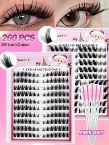 MAGEFY 280/260/140/100 簇 CC 卷度分段式假睫毛，10 排自然逼真三步式欧式睫毛，湿芒果色睫毛，交叉 3D 仿貂毛睫毛，卡通人物角色扮演自然假睫毛，化妆工具，日常浓密卷翘睫毛，柔软不刺激，可重复使用，情人节礼物，可选配一次性眉刷 - CC - 查看 4