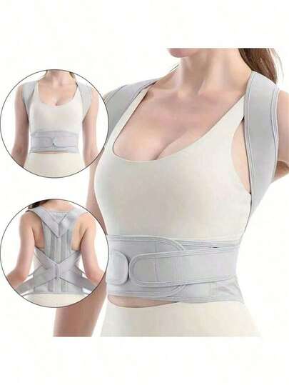 1 件 ComfortFit 姿势矫正器，男女适用 - 可调节、透气的矫形支架 - 无缝上背部、脊柱、颈部和肩部支撑 - 适合日常佩戴，锁骨稳定 - 促进健康姿势，防止懒散加大码