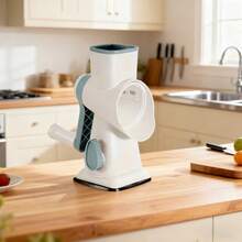 手动刨冰机，小型家用碎冰机，刨冰机，雪花冰机，碎冰机，蓝白滚筒手动刨冰机 - 白色 - 查看 2