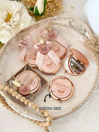 2/4 st anpassade personliga brudar, brudtärnor, souvenirer, bröllopspresenter kompakta julspeglar, julfödelsedagspresenter, julfödelsedagsfestpresenter, personlig guldfärgad kompakt spegel, födelsedagsfest-flickor