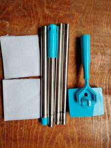 1-Piece Handle Mop With 2 Reusable Sponges, Suitable For Wet And Dry Cleaning - Ergonomic Handle With Reusable Fabric, Ideal For Cleaning Baseboards, Window Tracks, Furniture, And Dust Removal. Perfect For Bathroom, Kitchen, And Household Cleaning. - Multicolor - View 8