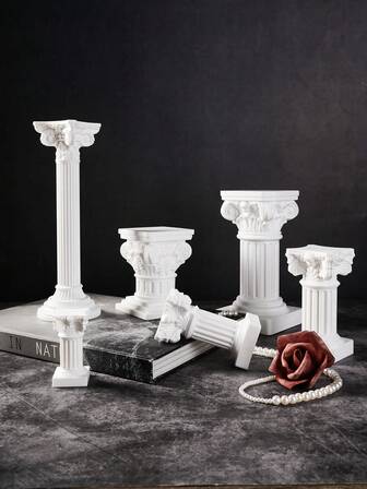 1pc, 2.5*1.3~7*3.5 White Roman Column Statue Decor, Classical European Style Roman Column Shaped Candlestick Base, Indoor Cozy Home Decoration Craft, Suitable For Home Decor, Wedding, Holiday, Party