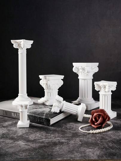 1pc, 2.5*1.3~7*3.5 White Roman Column Statue Decor, Classical European Style Roman Column Shaped Candlestick Base, Indoor Cozy Home Decoration Craft, Suitable For Home Decor, Wedding, Holiday, Party