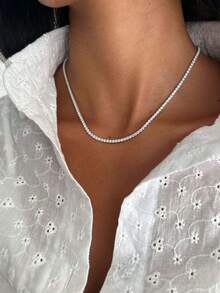 1pc Sparkle Moissanite  Necklace For Women S925 Sterling Silver Yellow Gold-Plated Glamorous Valentine's Day Fine Ladies Jewelry Gift