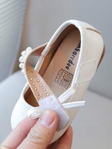 1 pereche pantofi de prințesă pentru fete, 2025, noi, talpă moale antiderapantă, roz, primăvară/toamnă, cu fundă, din piele