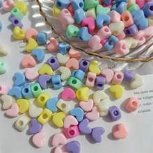 100pcs Solid Heart Shaped Large Hole Beads For DIY Children Bracelet, Necklace, Phone Charm, Acrylic Bead - Multicolor - View 8