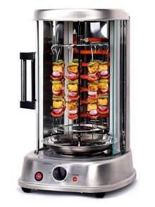 Rosticero eléctrico giratorio con accesorios ideal para hacer pollos y brochetas - Plateado - Ver 4