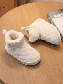 1双婴儿休闲踝靴，简约舒适的套穿式雪地靴 - 米色 - 查看 4