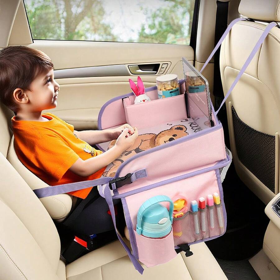 1pc Portable Travel Drawing Board, Kids Car Seat Tray Table, Foldable Storage Desk, Suitable For Car Travel And Art Activities - Multicolor - View 1