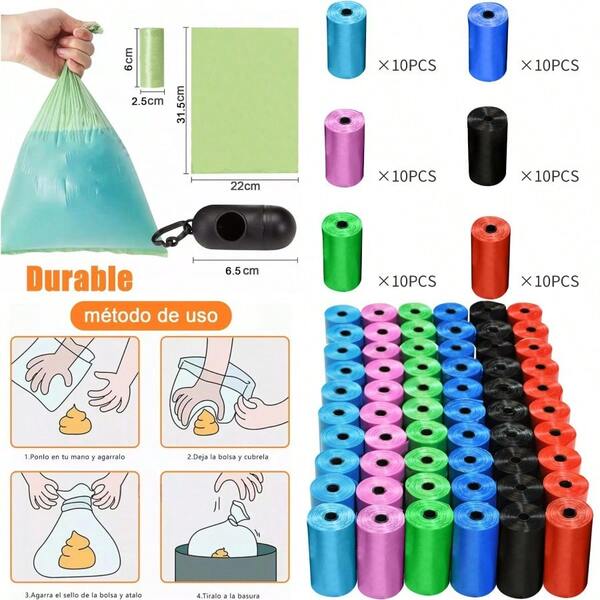 Mmaxboss 900 Bolsas estándar sin perfume para Bolsas Para Perro Biodegradables33 x 22 cm 60 Rollos Colores en combinación(60pcs )