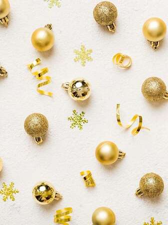 24pcs Small Christmas Tree Decoration Ball Set, Mini Gold Christmas Ornaments, Shatterproof Christmas Hanging Ball, Suitable For Christmas Trees, Holidays, Weddings, Carnival Parties, Small Shatterproof Valentine's Day Tree Hanging Ball, Suitable For Christmas Outdoor Party Decoration (Gold) Christmas Decorations Home Christmas Gifts Christmas Decor