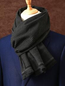 1pc Men's Business Scarf, Luxury Scarf 180*30CM, Unisex, Fashion Classic Printed Tassel Shawl Plaid Scarf - Multicolor - View 3