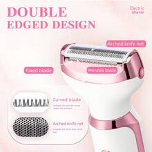 Mother's Day Gift 4-In-1 Portable USB Rechargeable Women's Shaver Facial Nose Leg Hair Body Shaping Set Pain-Free Electric Hair Remover - 白色 - 查看 8