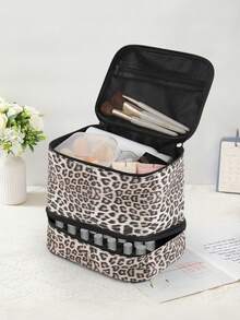 1 pieza Bolsa de almacenamiento de herramientas de maquillaje para mujer, organizador de cuidado de la piel para viajes, bolso grande con capacidad clásica y de moda con estampado de leopardo, esencial para mujer, regalo de Navidad, bolso, viaje, regalo para mujer, esencial de viaje, bolso, embrague / bolso pequeño, organizador de maquillaje, organizador de maquillaje, bolso, soporte de brochas, mini bolso, bolso de gran capacidad, regalo para mujer, regalo de Navidad, ideas de regalo para mujer