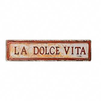 Cartel de metal vintage "LA DOLCE VITA" - Arte de pared retro, adecuado para decoración del hogar, dormitorio, cafetería y bar | Decoración de puerta multiusos y regalo festivo