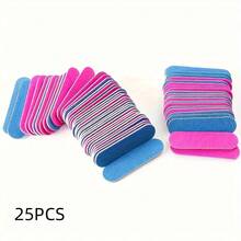 100/50/25/10迷你双面指甲刮条和指甲油工具，迷你木质指甲条和小垫圈，方便携带 - 彩色 - 查看 8