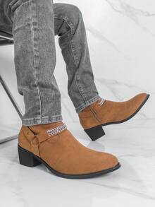 Vintage Versatile Solid Color Western Style Embroidered Chelsea Boots, Cowboy Boots, Suitable For Holidays And All Seasons - Yellow - View 10