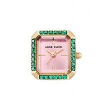 ANNE KLEIN 女士手表和戒指套装，可调节戒指（尺寸 4-11），金色方形手表，带水晶条形刻度，粉色和金色时尚珠宝套装 - 均碼 - 查看 6