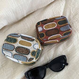 Embroidered Mini Coin Purse, Small Pouch, Lipstick Case, Organizer Bag, Compact, Portable Cosmetic Bag, Card Holder, Key Pouch