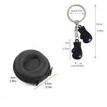 1 caixa de relógio de viagem e 1 chaveiro para luva de boxe, caixa de relógio de viagem portátil com mosquetão e zíper para armazenamento de relógio individual, estojo de relógio redondo compacto com absorção de choque, adequado para todos os relógios