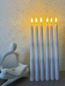6 buc lumânări electronice LED de Crăciun, decor de atmosferă pentru petrecere de nuntă, lumânare simulată cu ceară cu stâlp extra lung, lumânare conică fără flacără, decor de nuntă alimentat cu baterii, cadouri de Crăciun, decor de toamnă pentru casă, decor de Crăciun fără baterie
