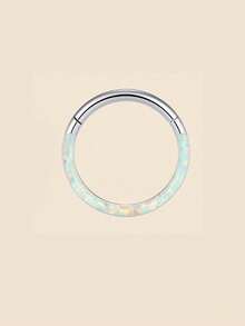 时尚蛋白石鼻环，316L不锈钢材质，鼻中隔环，男女通用耳环，身体穿刺饰品，低过敏性，易于清洁，铰链式闭合设计，适用于耳软骨、耳廓、耳垂、耳屏、耳廓内侧等部位。 - N051 - 查看 17