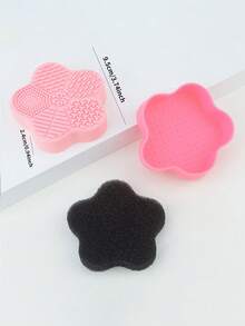 Pink Silicone Beauty Brush Brush Box With Sponge Wet And Dry Sponge Cleaner Cosmetic Brush Powder Puff Out Portable Washing Pad, Cosmetic Brush Cleaning Box Sponge Tool Eye Shadow Brush Quick-Drying Cleaning Box Lazy Special Silicone Cleaning Tools - Multicolor - View 6