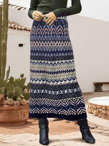 Women's Spring/Summer Pixel Print Lightweight Thin Straight Skirt, Elegant For Resort Or Commute - Multicolor - View 5